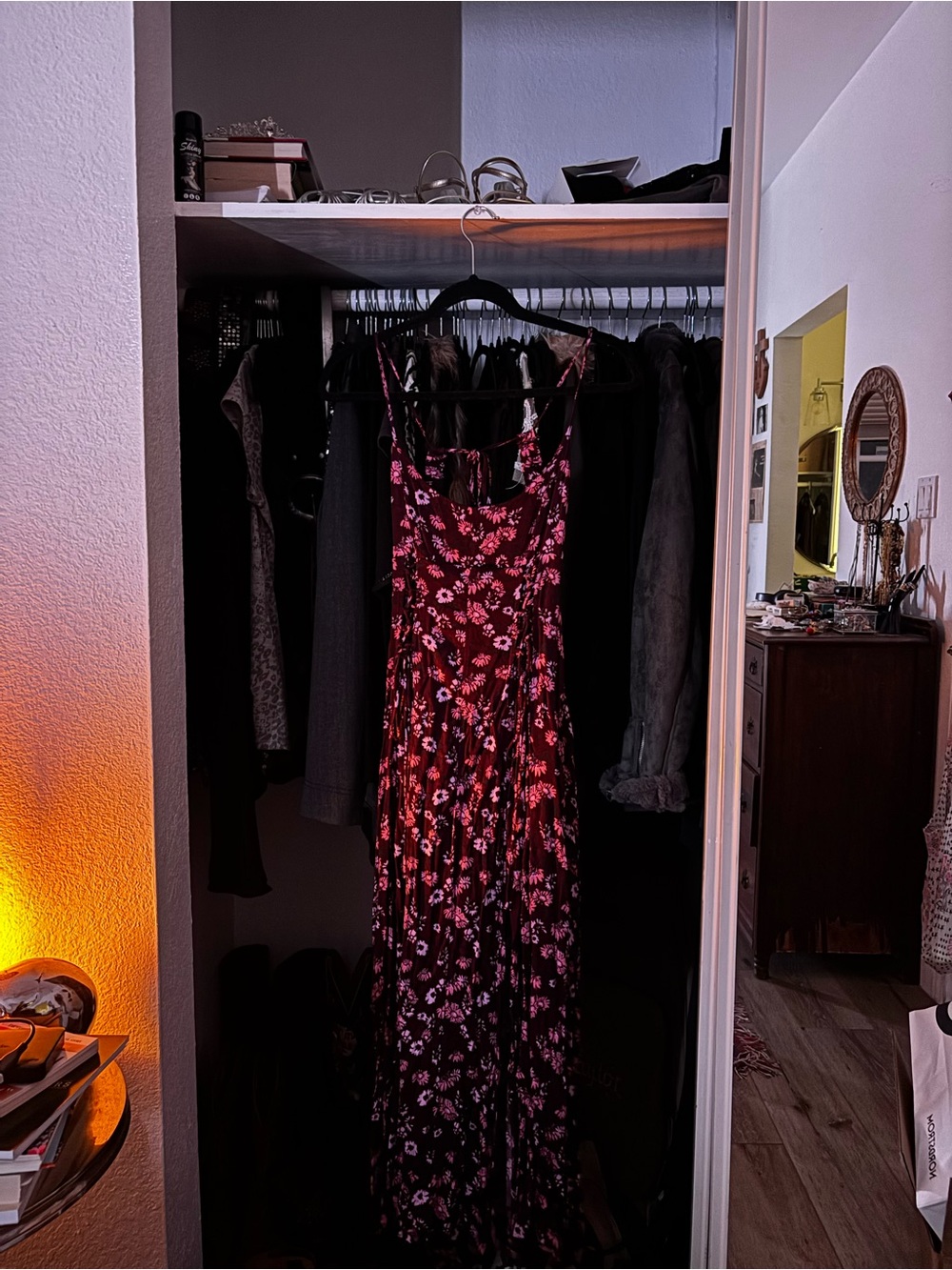 Free People Pink and Maroon Floral Maxi Dress